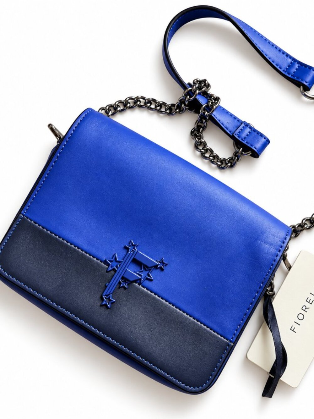 Fiorelli Nightfalls Cobalt Blue Black Faux Leather Small Crossbody Bag